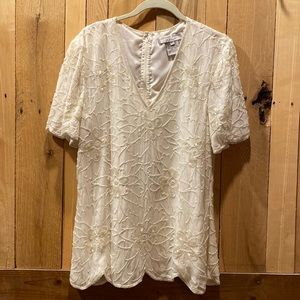 Cream Adrianna Papell evening beaded top